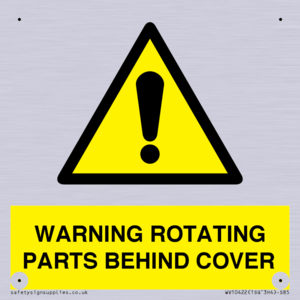 WARNING ROTATING PARTS BEHIND COVER